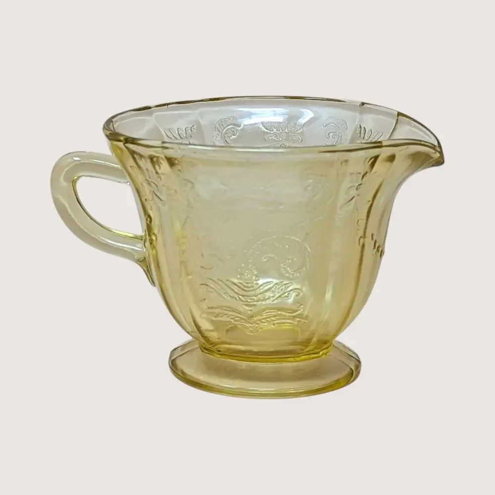 1930s Federal Glass Amber Madrid Creamer and Sugar Bowl